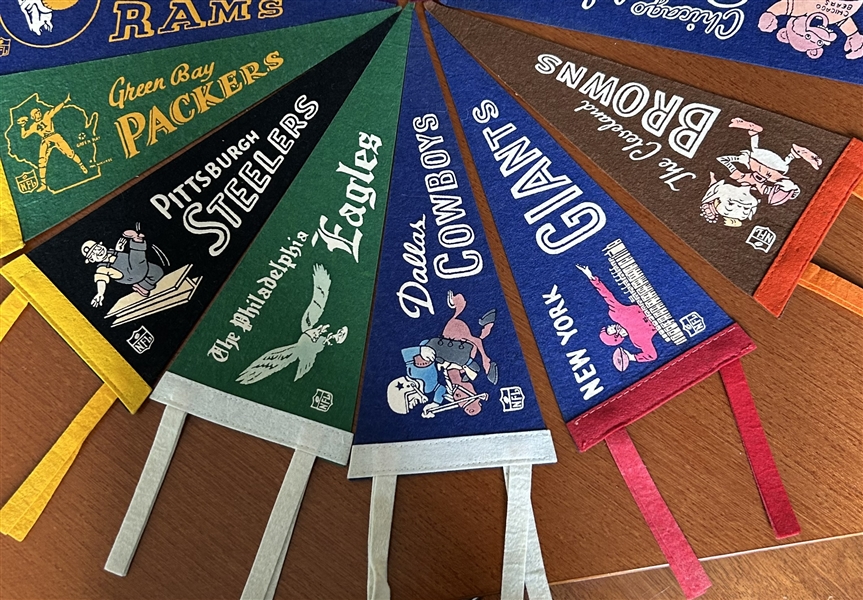 60s COMPLETE SET OF 14 NFL TEAM PENNANTS