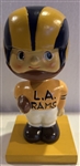 50s LOS ANGELES RAMS WOOD BASE" BOBBING HEAD w/GOLD UNIFORM