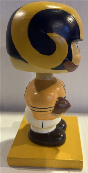 50s LOS ANGELES RAMS 'WOOD BASE BOBBING HEAD w/GOLD UNIFORM