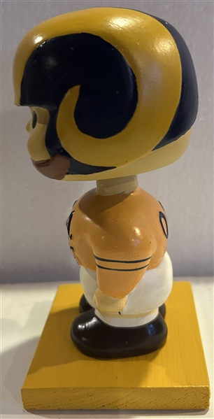 50s LOS ANGELES RAMS 'WOOD BASE BOBBING HEAD w/GOLD UNIFORM