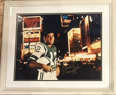 BROADWAY JOE NAMATH SIGNED 16 X 20 FRAMED PHOTO w/JSA COA