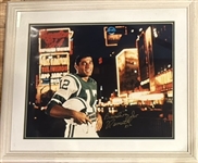 "BROADWAY JOE NAMATH" SIGNED 16" X 20" FRAMED PHOTO w/JSA COA