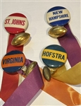 VINTAGE COLLEGE FOOTBALL PINS w/RIBBONS & FB CHARMS- 4