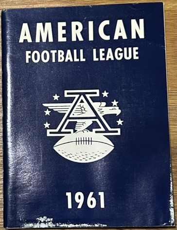 1961 AFL MEDIA GUIDE - 2nd YEAR OF LEAGUE