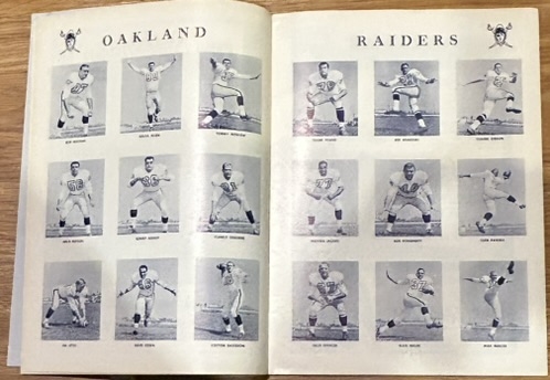 1963 BOSTON PATRIOTS vs OAKLAND RAIDERS PROGRAM