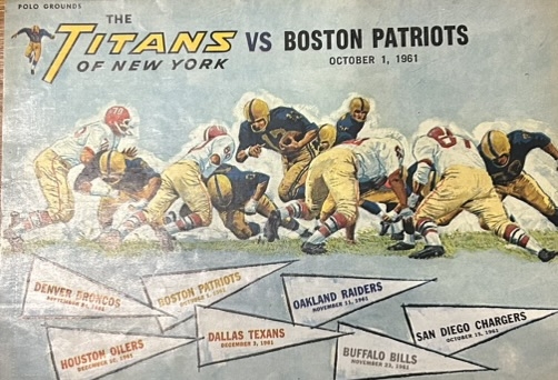 1961 NEW YORK TITANS vs BOSTON PATRIOTS PROGRAM