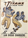 1962 NEW YORK TITANS vs SAN DIEGO CHARGERS PROGRAM