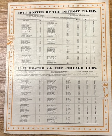 1945 WORLD SERIES PROGRAM - TIGERS vs CUBS