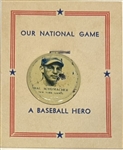 30s HAL SCHUMACHER "OUR NATIONAL GAME" PIN w/CARD