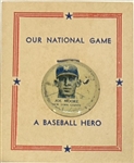 30s JOE MOORE "OUR NATIONAL GAME" PIN w/CARD
