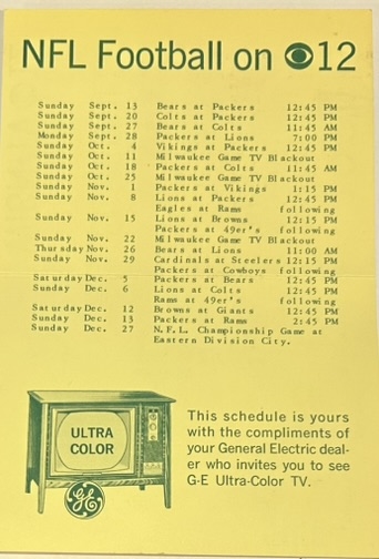 1964 GREEN BAY PACKERS SCHEDULE BOOKLET