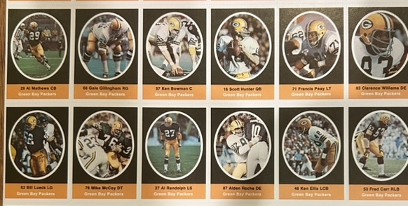 VINTAGE 1972 GREEN BAY PACKERS 'PHOTO STAMP SHEET