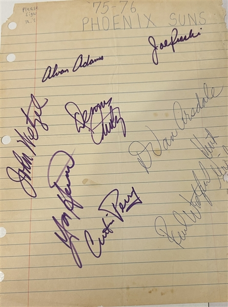 1975-76 PHOENIX SUNS AUTOGRAPH PAGE