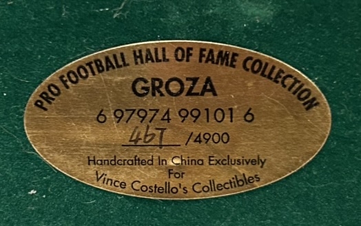 1999 LOU GROZA PRO FOOTBALL HALL OF FAME SIGNED STATUE