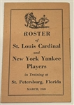 1949 ST. LOUIS CARDINALS & NEW YORK YANKEES ROSTER BOOKLET