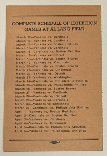 1949 ST. LOUIS CARDINALS & NEW YORK YANKEES ROSTER BOOKLET