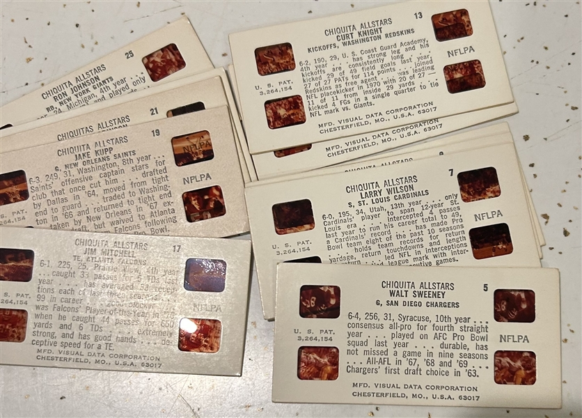 1972 CHIQUITA ALL-STARS NFL SLIDES - COMPLETE SET OF 13 w/VIEWER