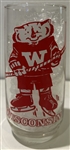 1979-80 WISCONSIN BADGERS HOCKEY GLASS w/MASCOT & SCHEDULE
