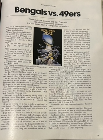 1982 SUPER BOWL XVI PROGRAM- FORTY-NINERS vs BENGALS