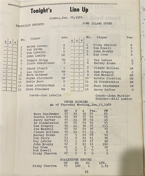 1963-64 LONG ISLAND DUCKS HOCKEY PROGRAM