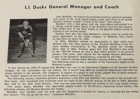 1963-64 LONG ISLAND DUCKS HOCKEY PROGRAM