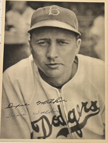 VINTAGE DIXIE WALKER SIGNED BROOKLYN DODGERS PHOTO PACK PICTURE w/JSA COA