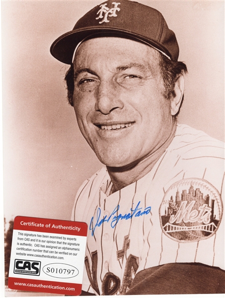 JOE PIGNOTANO SIGNED 8X10 PHOTO W/CAS COA  1969 METS