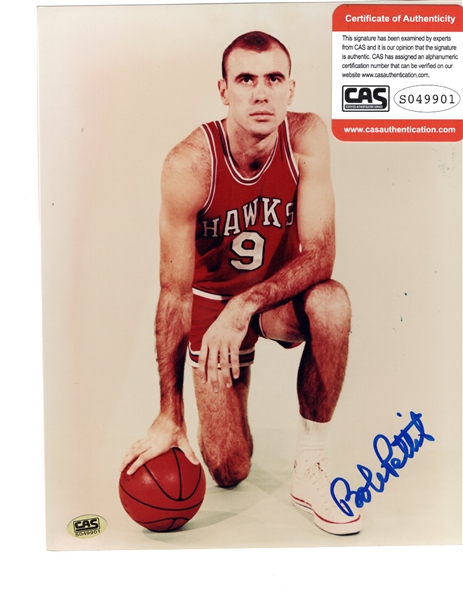 BOB PETTIT SIGNED 8X10 W/ CAS COA