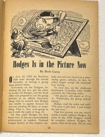 1951 BASEBALL DIGEST w/GIL HODGES COVER